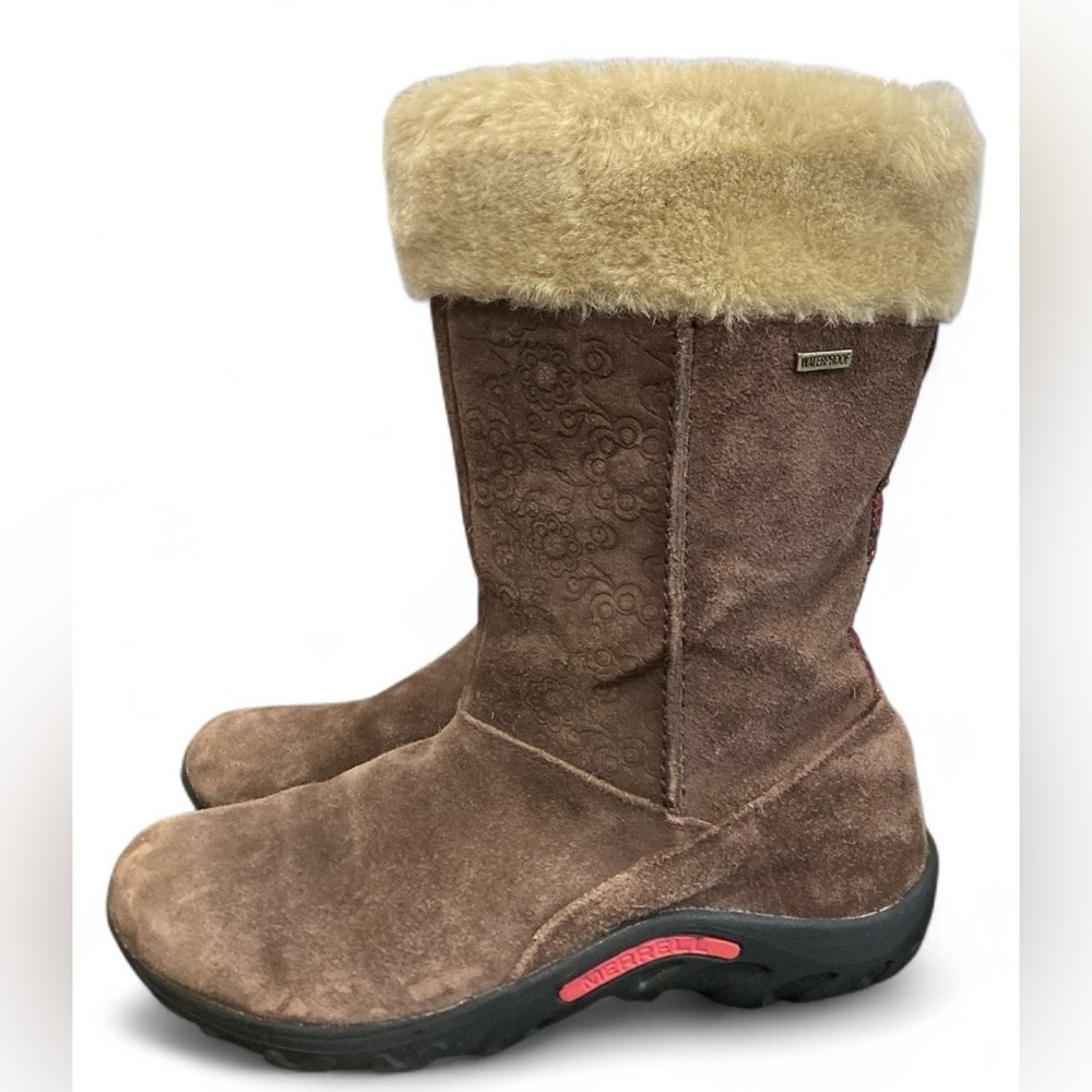 Merrell Jungle Moc Puff Winter Boots Girls Size‎ 8 Brown Insulated Slip-On Boots